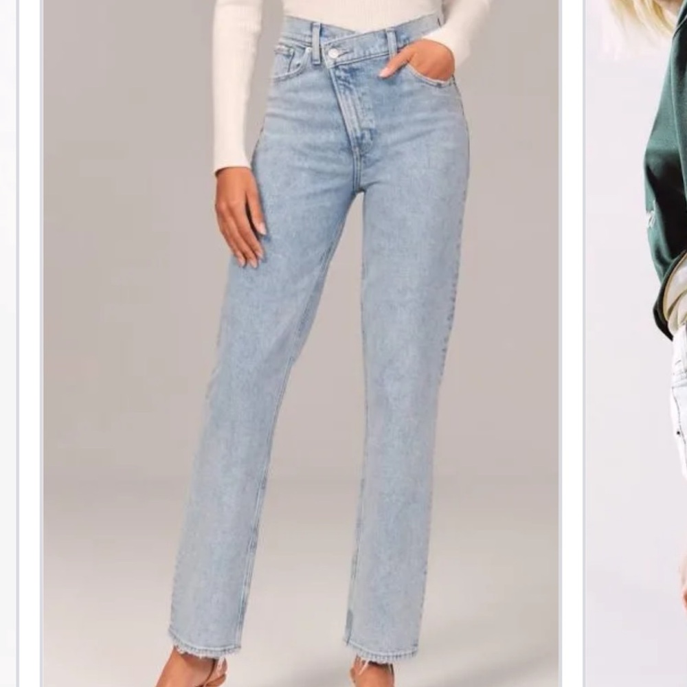 Abercrombie & Fitch Crossover Light Blue Straight Leg Jeans